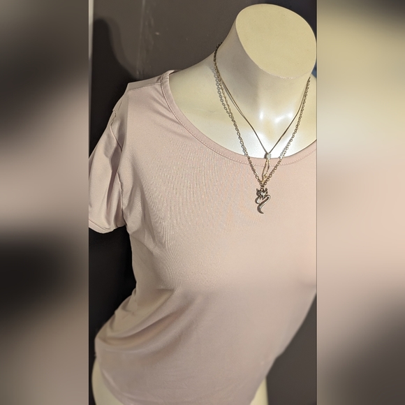 Jockey desert rose 90s Y2K perfect tee sporty top gym stretchy key hole medium - Picture 5 of 8